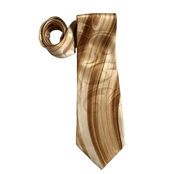 Dino Lorenzo Gold with Pattern 100% Silk Tie - Picture 2 of 9